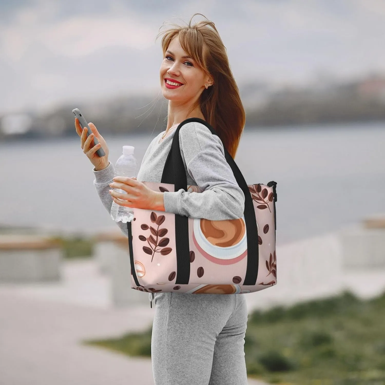 Travel Duffle Bag Coffee Bean Leaf Weekender Overnight Bags Luggage Bag for Women Men Waterproof Sports Gym Bag Hand Bag with Shoulder Strap