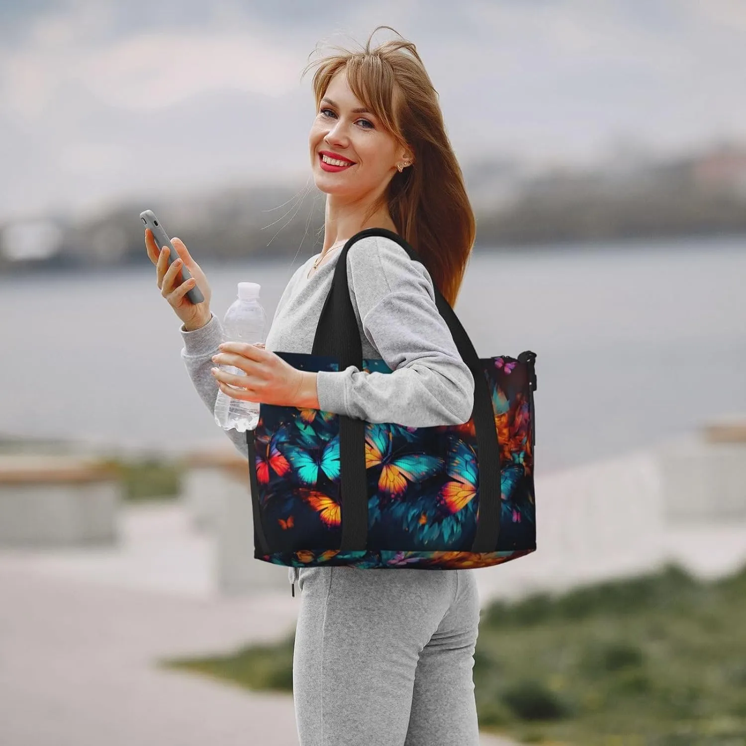 Travel Duffle Bag Colorful Butterflies Animal Weekender Overnight Bags Luggage Bag for Women Men Waterproof Sports Gym Bag Hand Bag with Shoulder Strap
