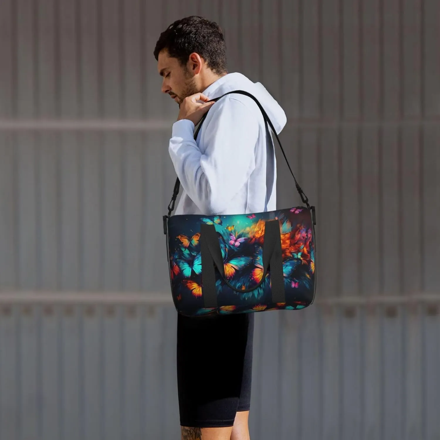 Travel Duffle Bag Colorful Butterflies Animal Weekender Overnight Bags Luggage Bag for Women Men Waterproof Sports Gym Bag Hand Bag with Shoulder Strap
