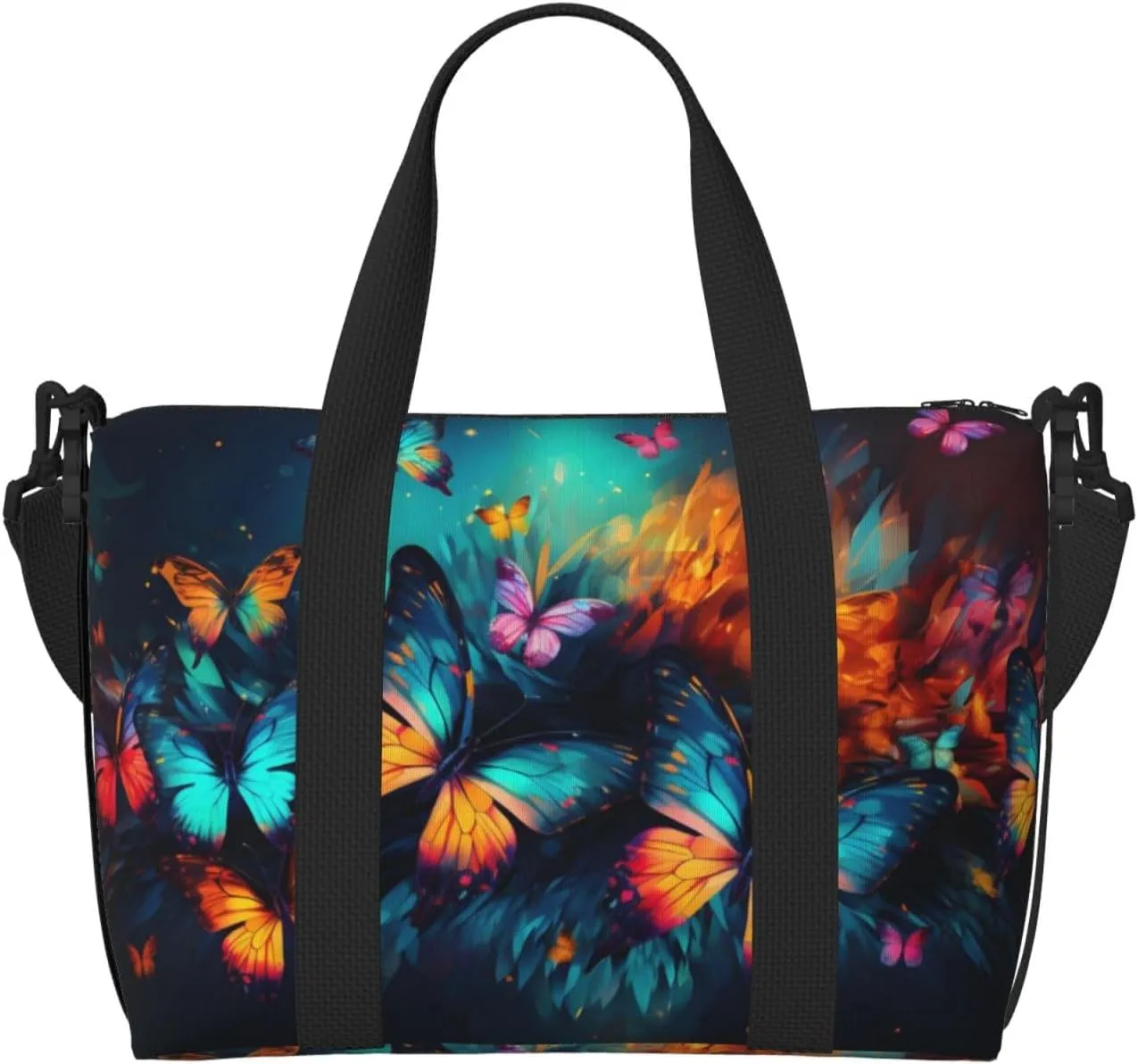 Travel Duffle Bag Colorful Butterflies Animal Weekender Overnight Bags Luggage Bag for Women Men Waterproof Sports Gym Bag Hand Bag with Shoulder Strap