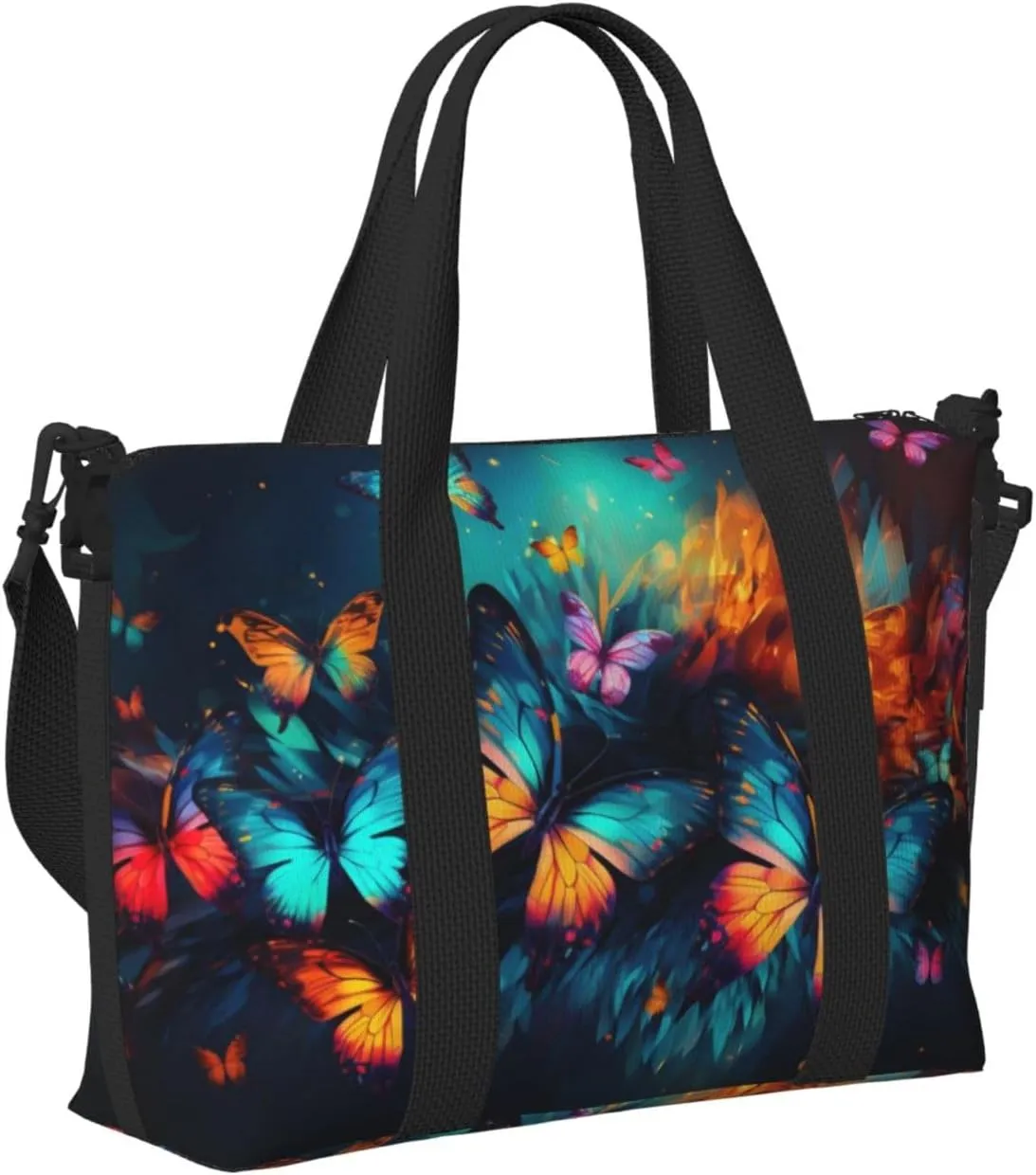 Travel Duffle Bag Colorful Butterflies Animal Weekender Overnight Bags Luggage Bag for Women Men Waterproof Sports Gym Bag Hand Bag with Shoulder Strap