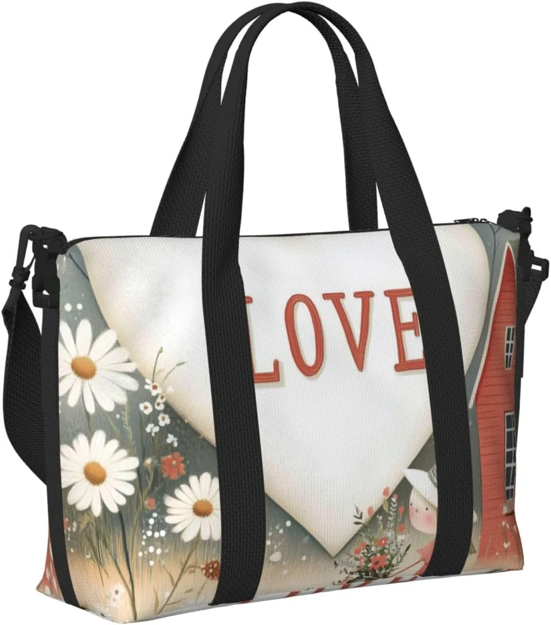 Travel Duffle Bag Daisy House Girl Weekender Overnight Bags Luggage Bag for Women Men Waterproof Sports Gym Bag Hand Bag with Shoulder Strap