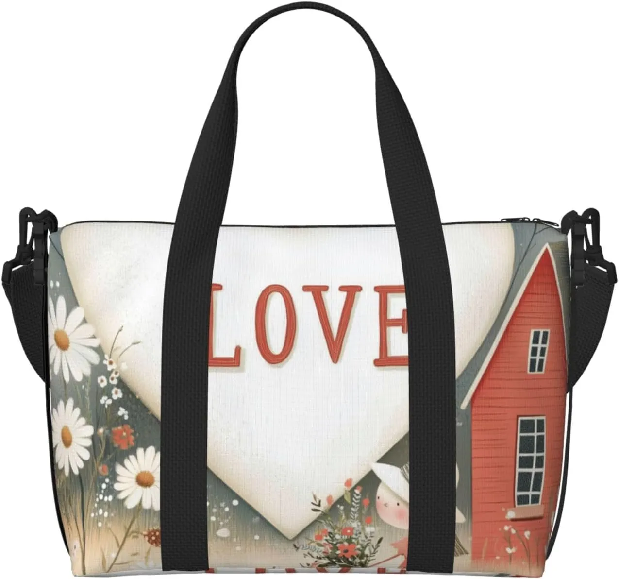 Travel Duffle Bag Daisy House Girl Weekender Overnight Bags Luggage Bag for Women Men Waterproof Sports Gym Bag Hand Bag with Shoulder Strap