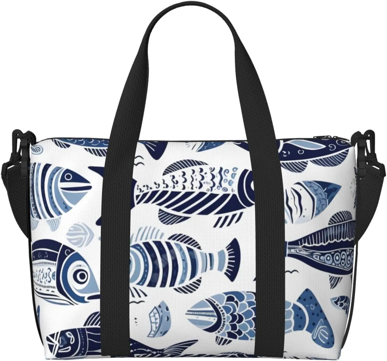 Travel Duffle Bag Ethnic Sea Fish Weekender Overnight Bags Luggage Bag for Women Men Waterproof Sports Gym Bag Hand Bag with Shoulder Strap