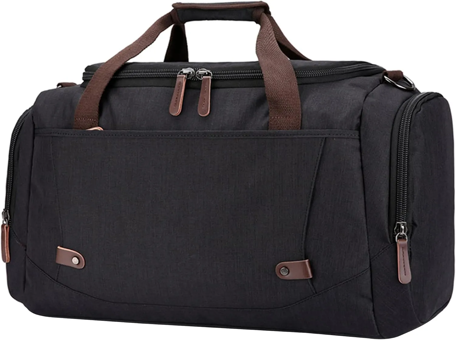 Travel Duffle Bag for Men, Canvas Weekend Overnight Carryon Handbag Multipurpose Shoulder Bags for Hiking Camping (Black)