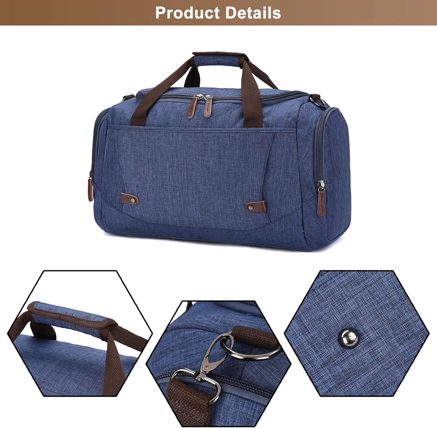 Travel Duffle Bag for Men, Canvas Weekend Overnight Carryon Handbag Multipurpose Shoulder Bags for Hiking Camping (Pink)