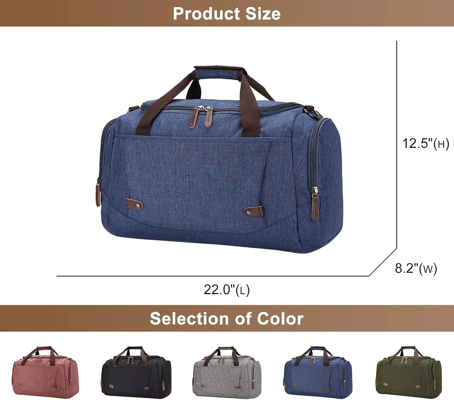 Travel Duffle Bag for Men, Canvas Weekend Overnight Carryon Handbag Multipurpose Shoulder Bags for Hiking Camping (Pink)
