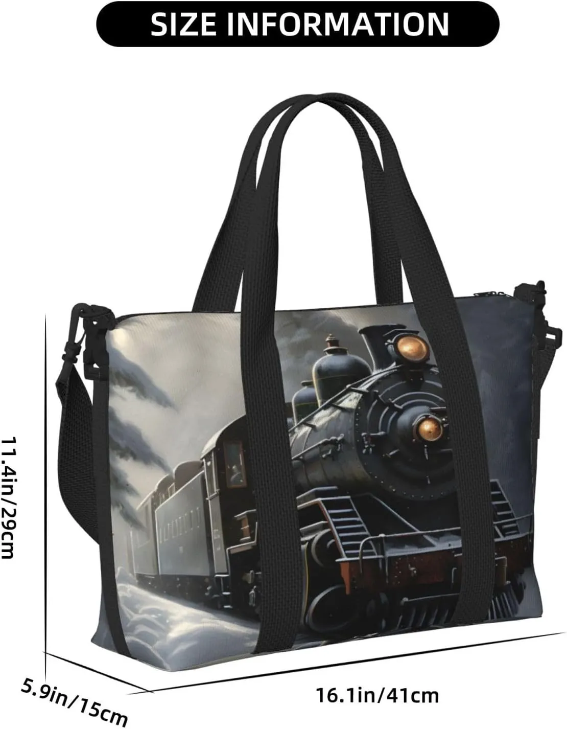 Travel Duffle Bag Forest Steam Train Weekender Overnight Bags Luggage Bag for Women Men Waterproof Sports Gym Bag Hand Bag with Shoulder Strap