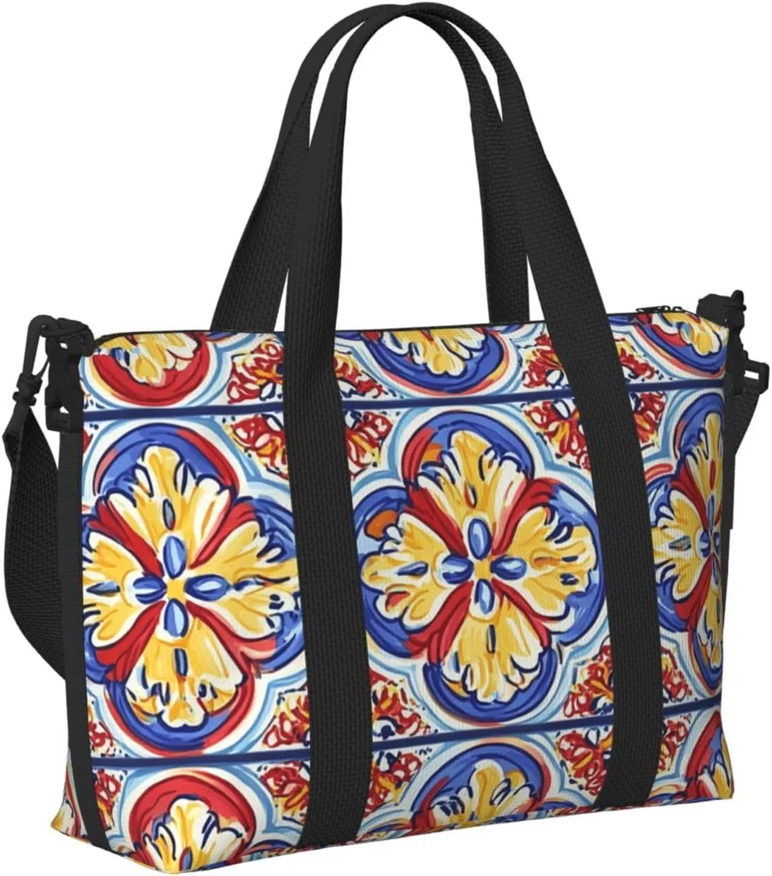 Travel Duffle Bag Mexican Talavera Pattern Weekender Overnight Bags Luggage Bag for Women Men Waterproof Sports Gym Bag Hand Bag with Shoulder Strap