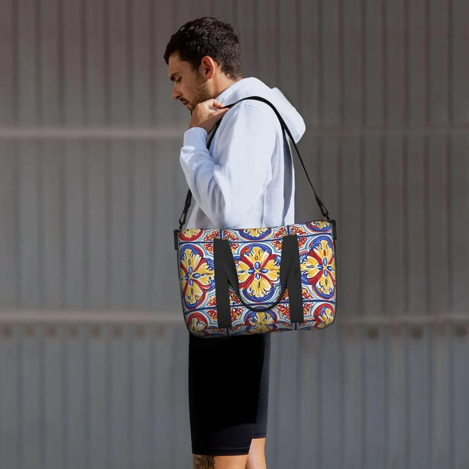 Travel Duffle Bag Mexican Talavera Pattern Weekender Overnight Bags Luggage Bag for Women Men Waterproof Sports Gym Bag Hand Bag with Shoulder Strap