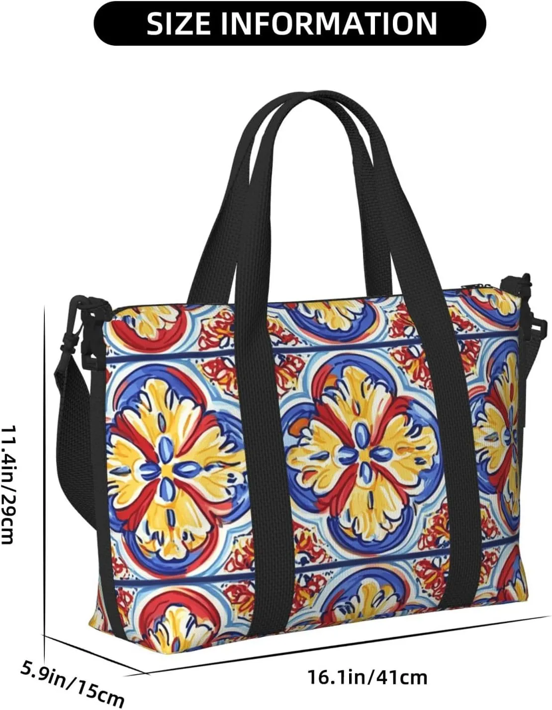 Travel Duffle Bag Mexican Talavera Pattern Weekender Overnight Bags Luggage Bag for Women Men Waterproof Sports Gym Bag Hand Bag with Shoulder Strap