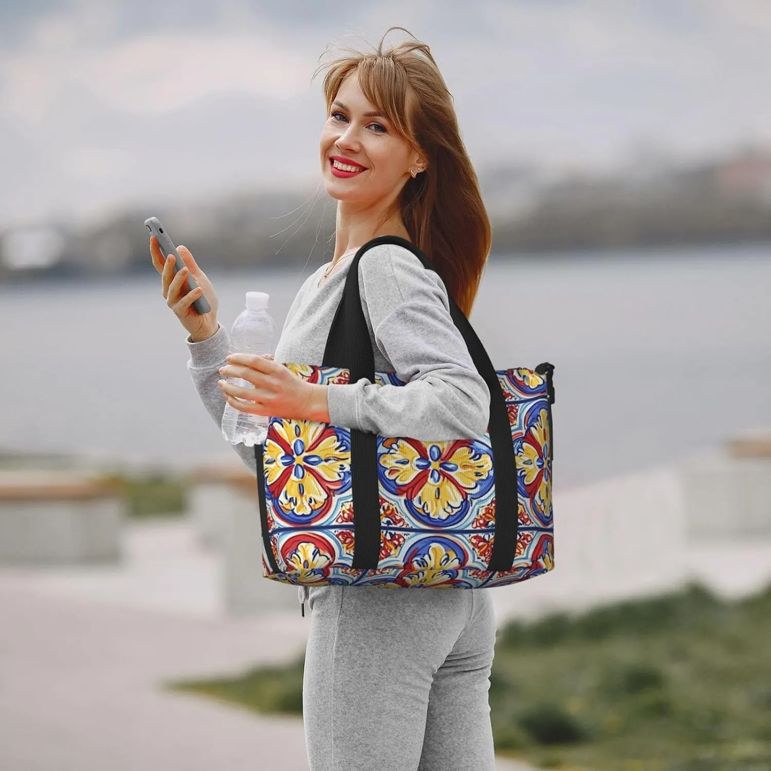 Travel Duffle Bag Mexican Talavera Pattern Weekender Overnight Bags Luggage Bag for Women Men Waterproof Sports Gym Bag Hand Bag with Shoulder Strap