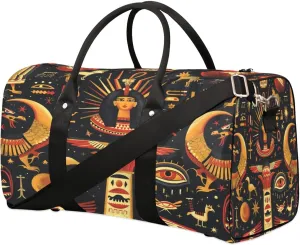 Travel Duffle Bag Mystical Egyptian Symbols Foldable Travel Bags for Men Women, 17 Inch Gym Bag Workout Bag Carry on Weekender Overnight Bag for Gym Travel