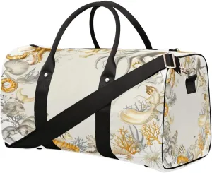 Travel Duffle Bag Sealife Circular Foldable Travel Bags for Men Women, 17 Inch Gym Bag Workout Bag Carry on Weekender Overnight Bag for Gym Travel