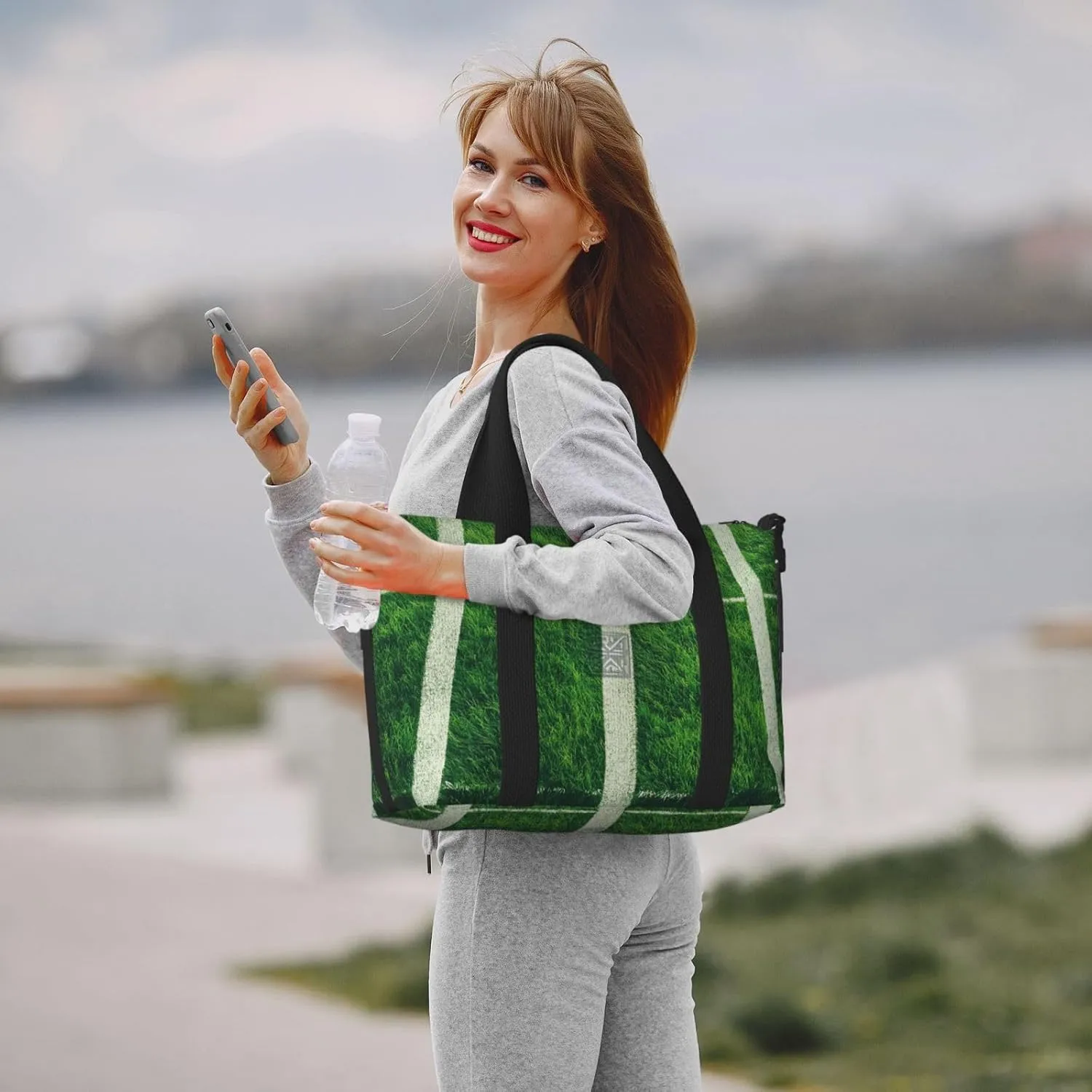 Travel Duffle Bag Sports Grass Theme Weekender Overnight Bags Luggage Bag for Women Men Waterproof Sports Gym Bag Hand Bag with Shoulder Strap