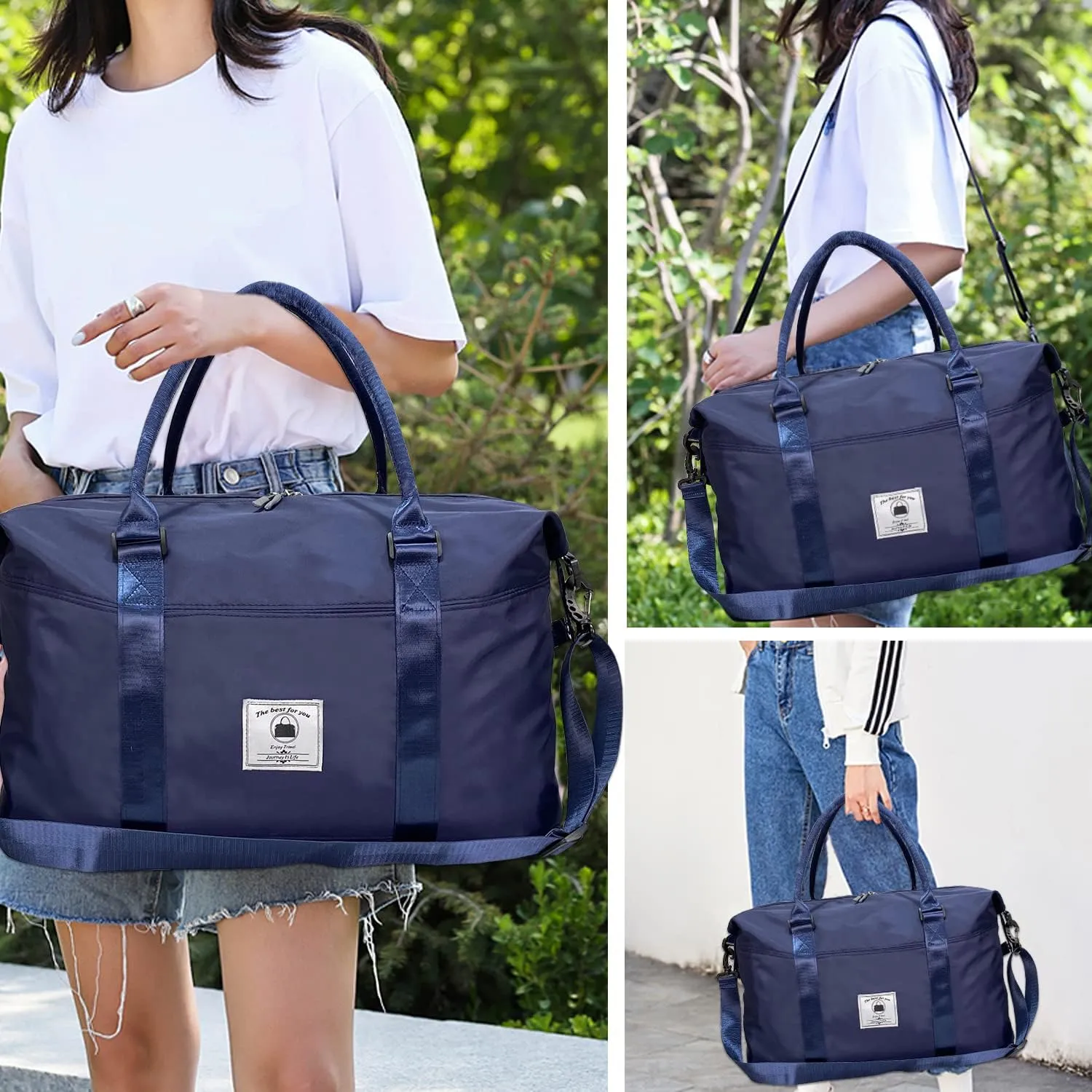 Travel Duffle Bag, Waterproof Sport Tote Gym Bag for Women Men, Overnight Weekender Carry On Bag with Wet Pocket