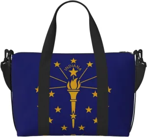 Travel Duffle Bag Weekender Bag Carry On Tote Bag Sport Gym Bag for Women Men Indiana State Flag Print