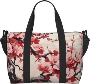 Travel Duffle Bag Weekender Bags for Men Women Adjustable Large Capacity Weekender Overnight Bag Carry On Tote Bags Waterproof Sport Gym Bag for Travel Yoga, Japanese Floral Cherry Blossom, One Size