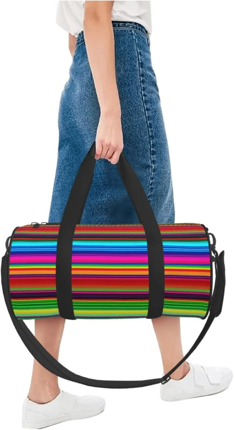 Travel Duffle Bag Weekender Bags For Men Women With Shoe Compartment Large Capacity Weekender Overnight Bag Colorful Mexican Stripes Carry On Tote Bags Sport Gym Bag For Travel Yoga