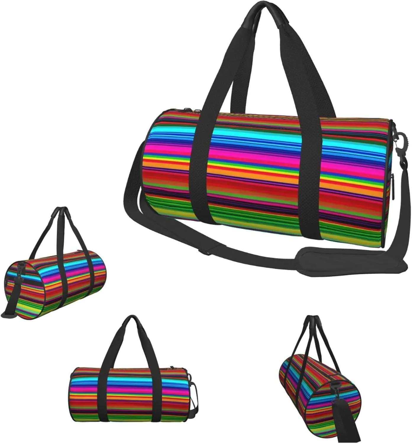 Travel Duffle Bag Weekender Bags For Men Women With Shoe Compartment Large Capacity Weekender Overnight Bag Colorful Mexican Stripes Carry On Tote Bags Sport Gym Bag For Travel Yoga
