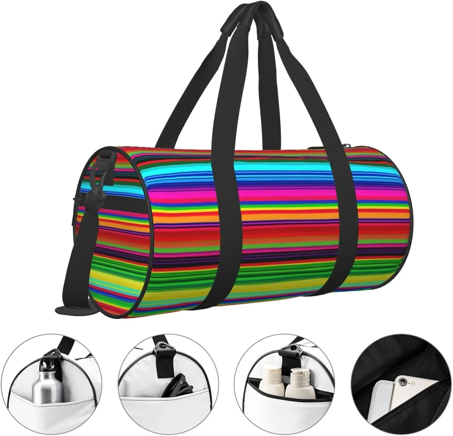 Travel Duffle Bag Weekender Bags For Men Women With Shoe Compartment Large Capacity Weekender Overnight Bag Colorful Mexican Stripes Carry On Tote Bags Sport Gym Bag For Travel Yoga