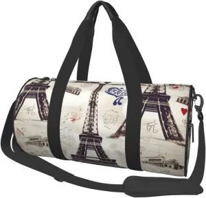 Travel Duffle Bag Weekender Bags for Men Women with Shoe Compartment Large Capacity Weekender Overnight Bag French Paris Tour Eiffel Tower Carry On Tote Bags Sport Gym Bag for Travel Yoga, Black, One