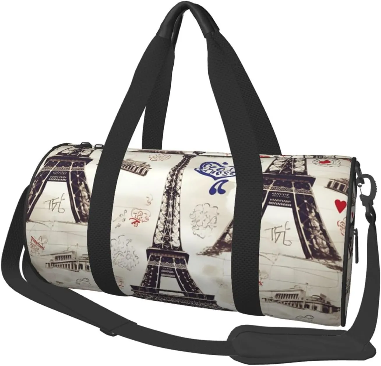 Travel Duffle Bag Weekender Bags for Men Women with Shoe Compartment Large Capacity Weekender Overnight Bag French Paris Tour Eiffel Tower Carry On Tote Bags Sport Gym Bag for Travel Yoga, Black, One