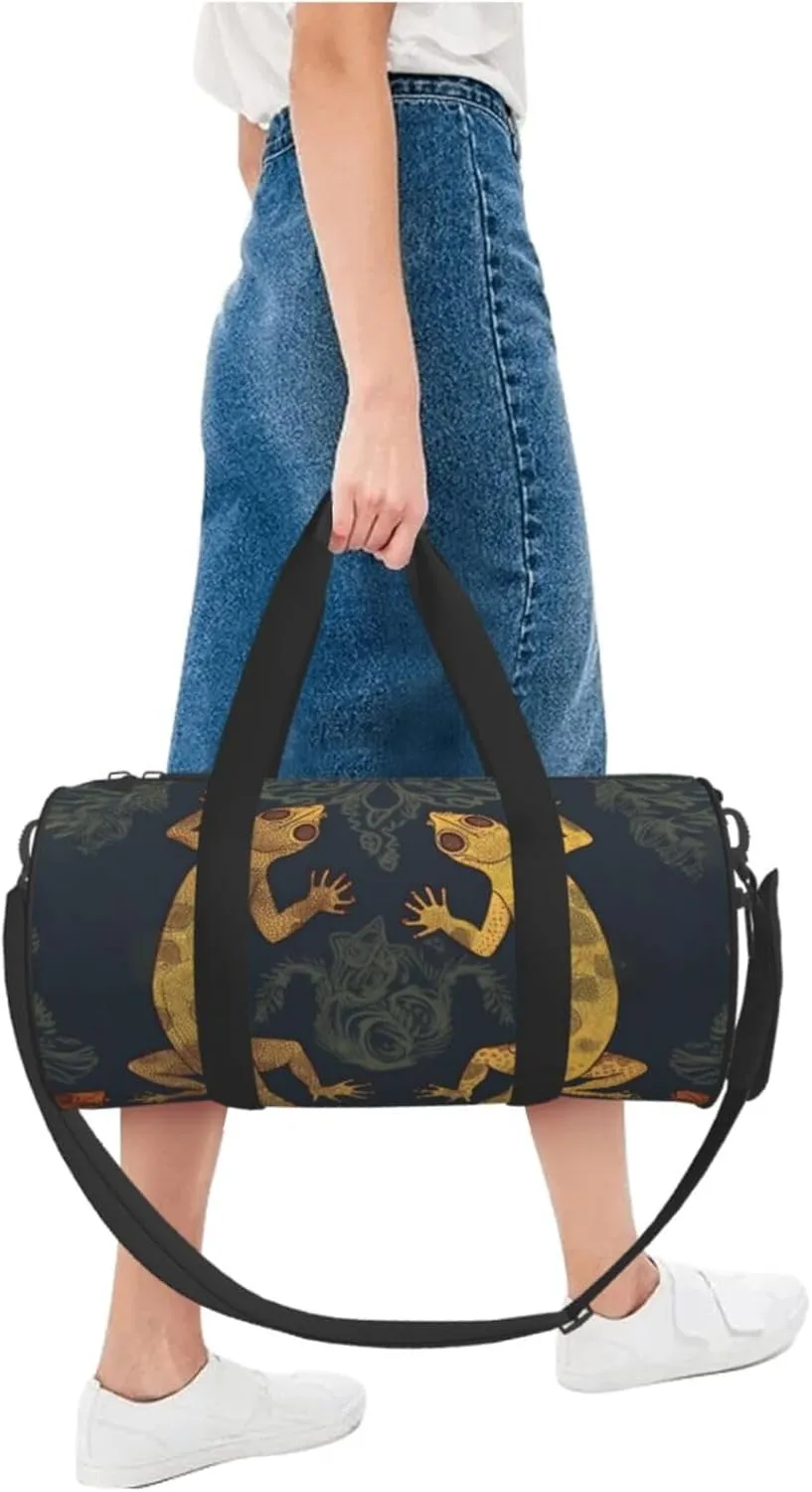 Travel Duffle Bag Weekender Bags For Men Women With Shoe Compartment Large Capacity Weekender Overnight Bag Gecko Lizards Carry On Tote Bags Sport Gym Bag For Travel Yoga