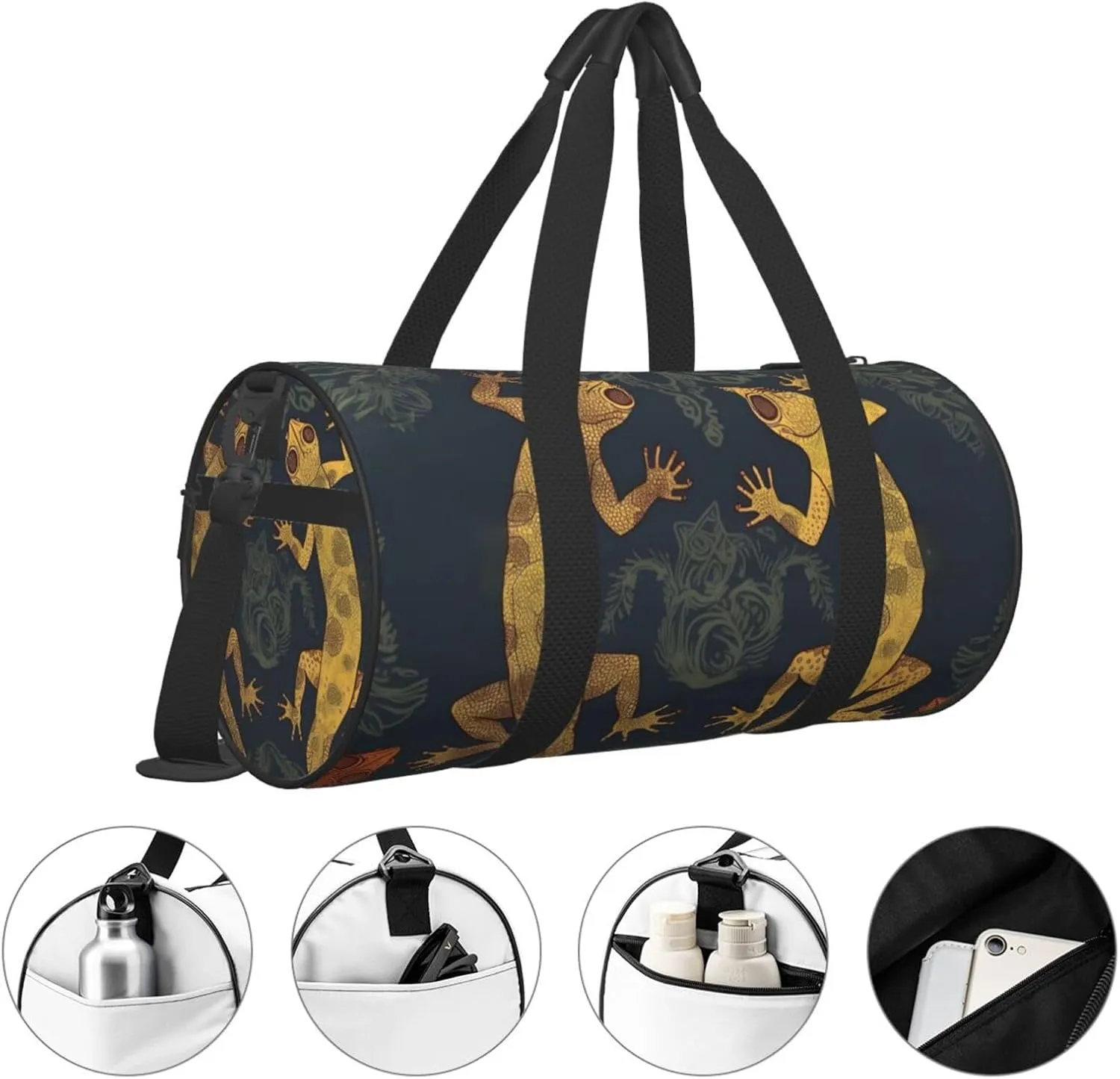 Travel Duffle Bag Weekender Bags For Men Women With Shoe Compartment Large Capacity Weekender Overnight Bag Gecko Lizards Carry On Tote Bags Sport Gym Bag For Travel Yoga