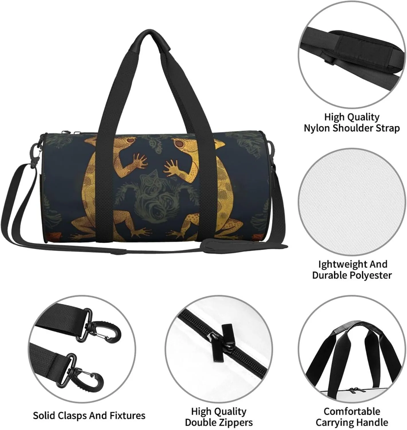 Travel Duffle Bag Weekender Bags For Men Women With Shoe Compartment Large Capacity Weekender Overnight Bag Gecko Lizards Carry On Tote Bags Sport Gym Bag For Travel Yoga