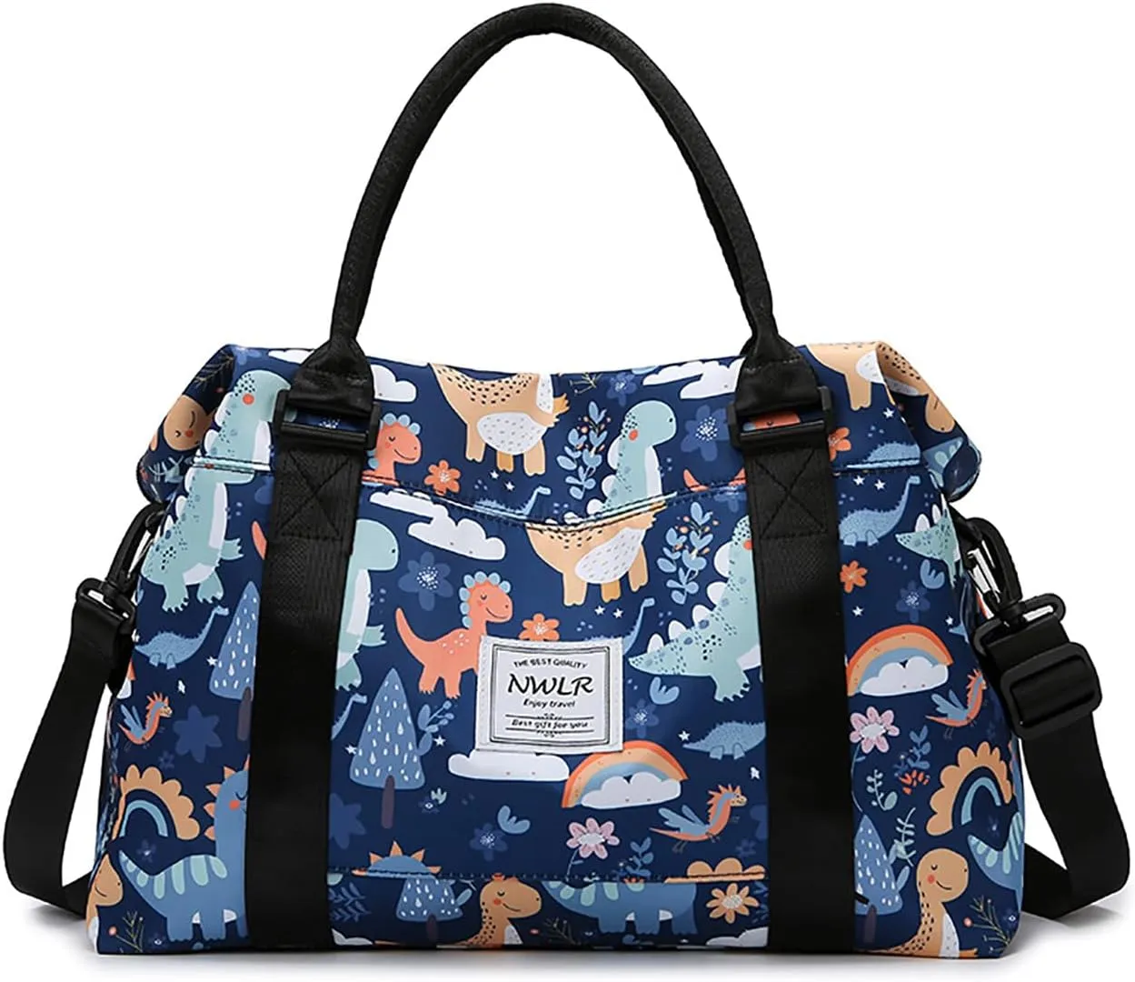 Travel Duffle Bag Weekender Overnight Bag Gym Tote Bag with Wet Pocket for Women Girls Workout Duffel Bag Water Resistant (B-Dinosaurs)