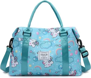 Travel Duffle Bag Weekender Overnight Bag Gym Tote Bag with Wet Pocket for Women Girls Workout Duffel Bag Water Resistant (B-Unicorn)
