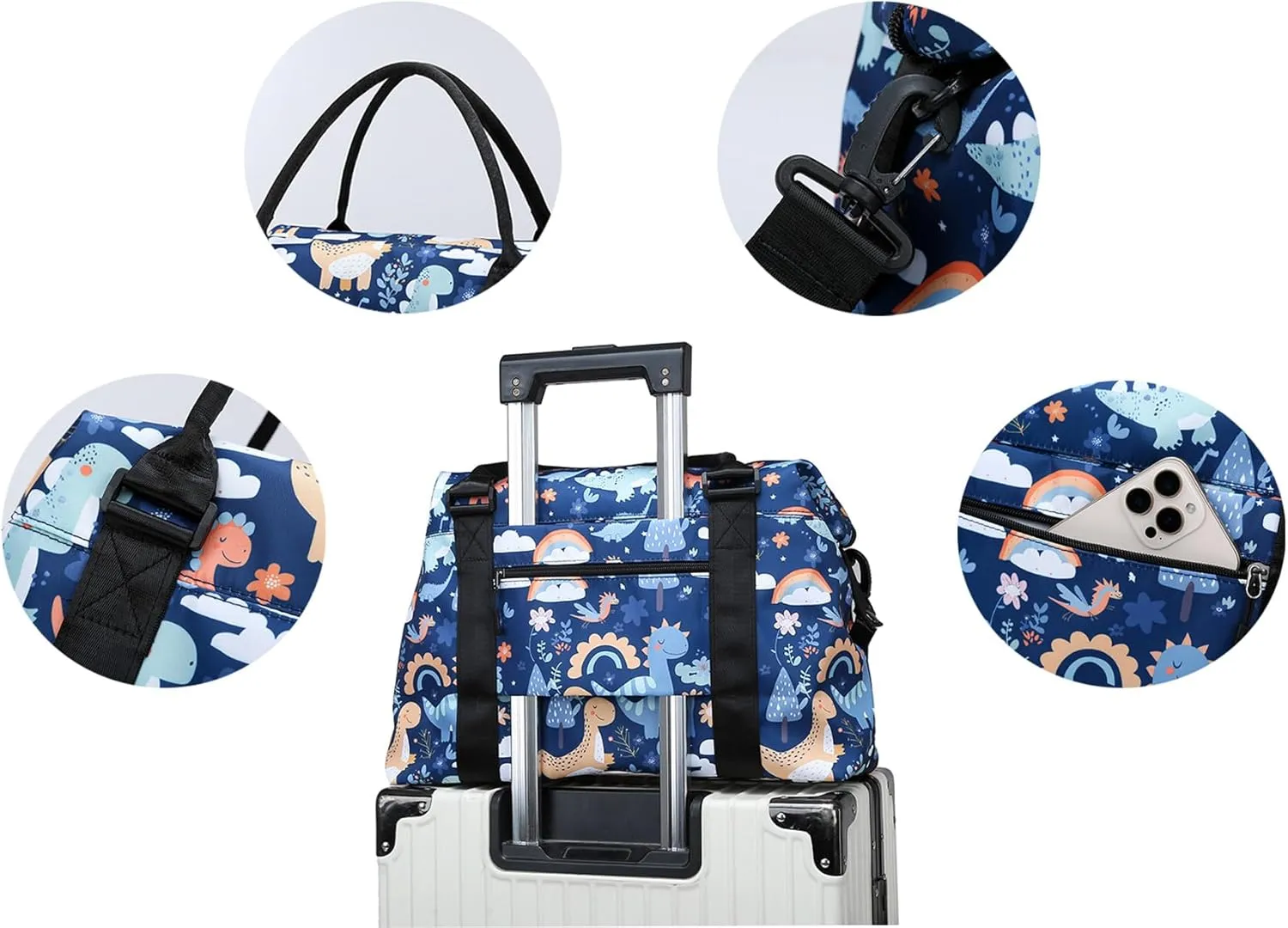 Travel Duffle Bag Weekender Overnight Bag Gym Tote Bag with Wet Pocket for Women Girls Workout Duffel Bag Water Resistant (Rainbow Cats)