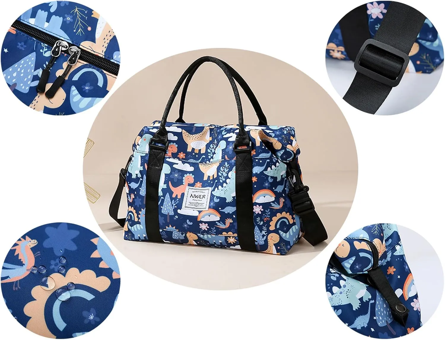 Travel Duffle Bag Weekender Overnight Bag Gym Tote Bag with Wet Pocket for Women Girls Workout Duffel Bag Water Resistant (Rainbow Cats)