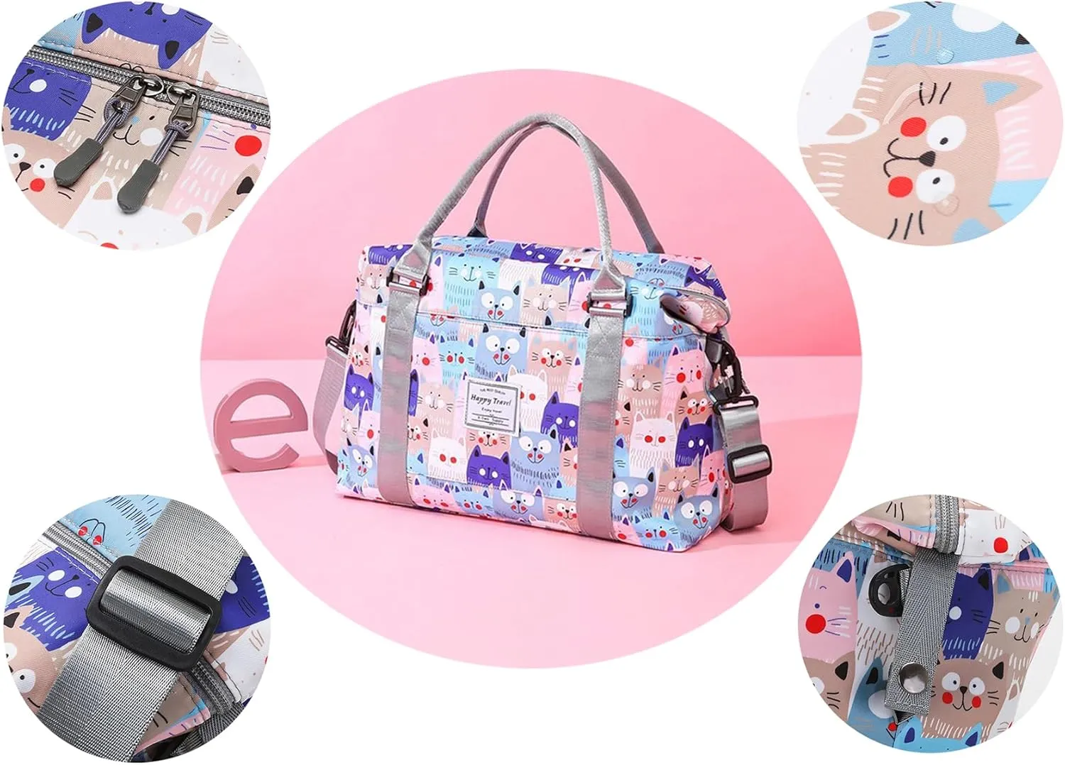 Travel Duffle Bag Weekender Overnight Bag Gym Tote with Dry and Wet Separated Pocket for Women Girls Workout Duffel Water Resistant, Colorful Triangle