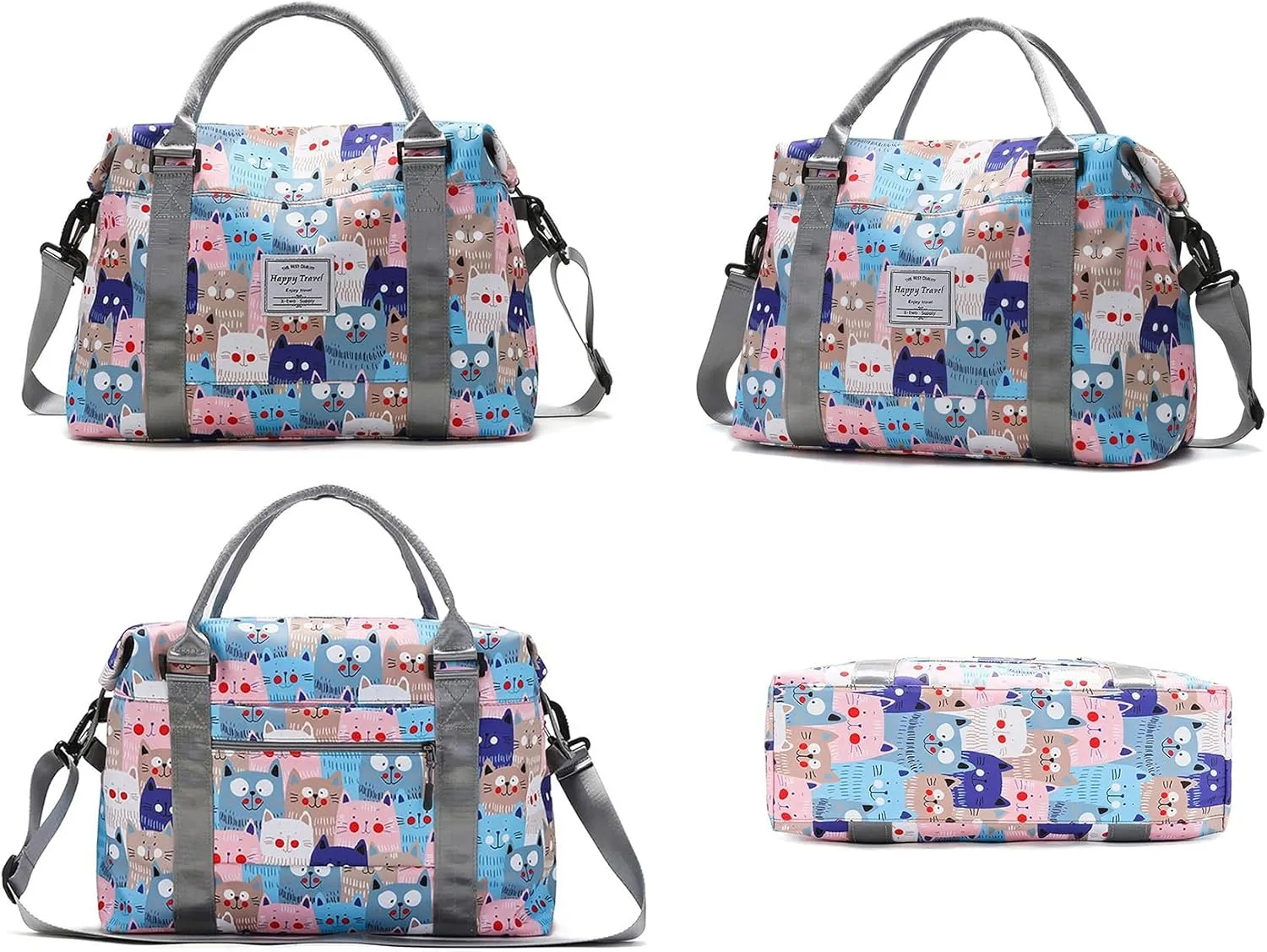 Travel Duffle Bag Weekender Overnight Bag Gym Tote with Dry and Wet Separated Pocket for Women Girls Workout Duffel Water Resistant, Colorful Triangle