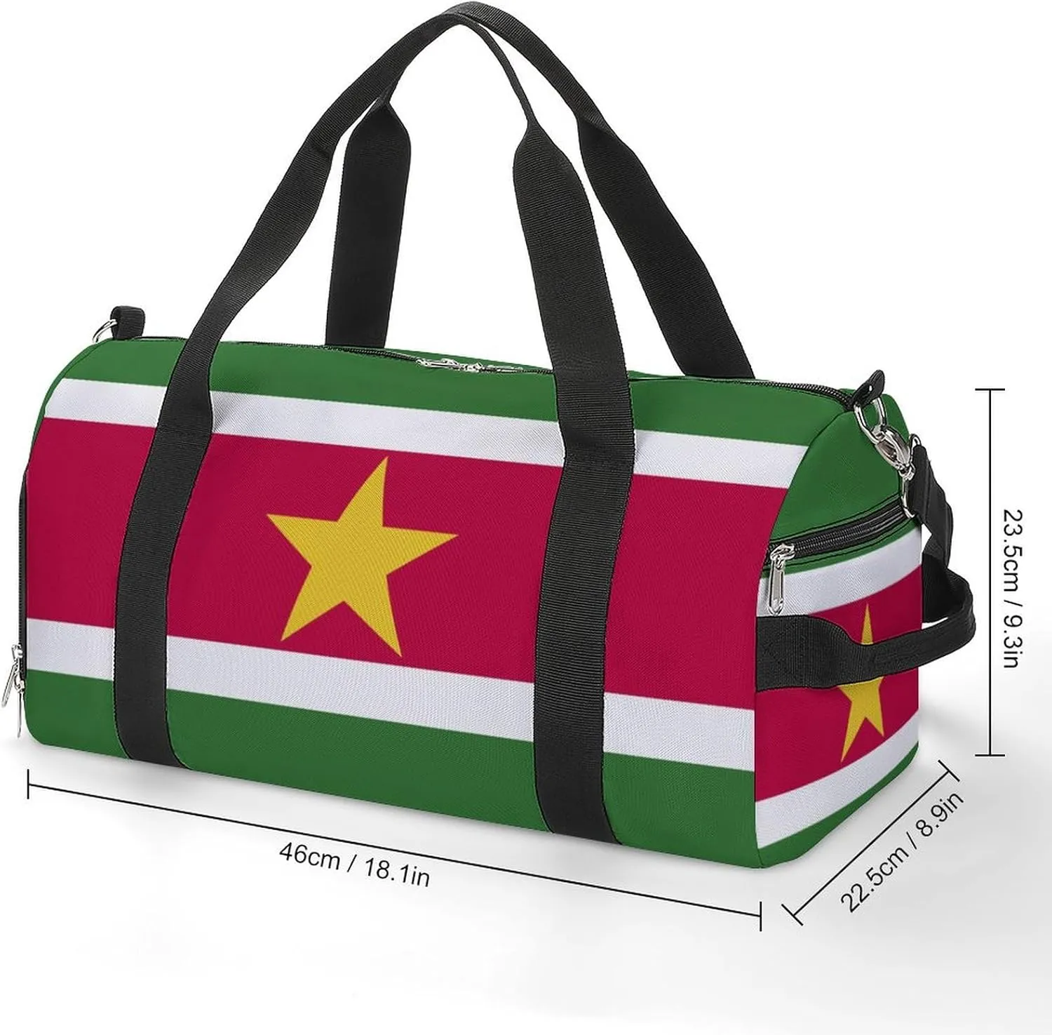 Travel Gym Bag with Suriname Flag for Men Women Weekender Shoe Compartment