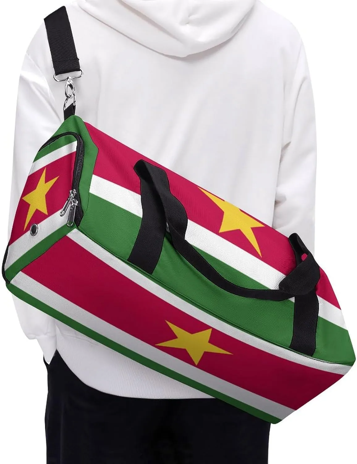 Travel Gym Bag with Suriname Flag for Men Women Weekender Shoe Compartment