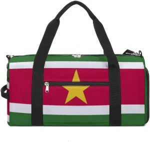 Travel Gym Bag with Suriname Flag for Men Women Weekender Shoe Compartment