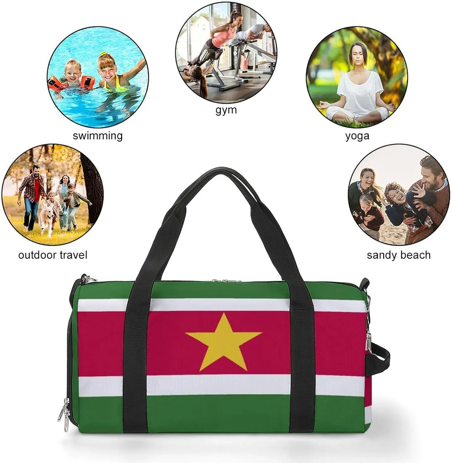 Travel Gym Bag with Suriname Flag for Men Women Weekender Shoe Compartment