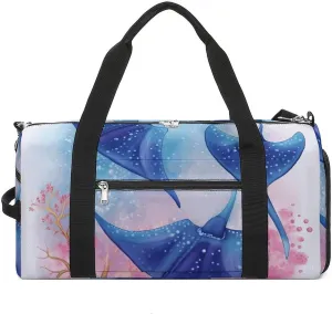 Travel Gym Duffle Bag, Sea Animals Stingrays Print Duffle Bags,womens Mens Gym Bag,gym Bags,gym Bag with Shoe Compartment