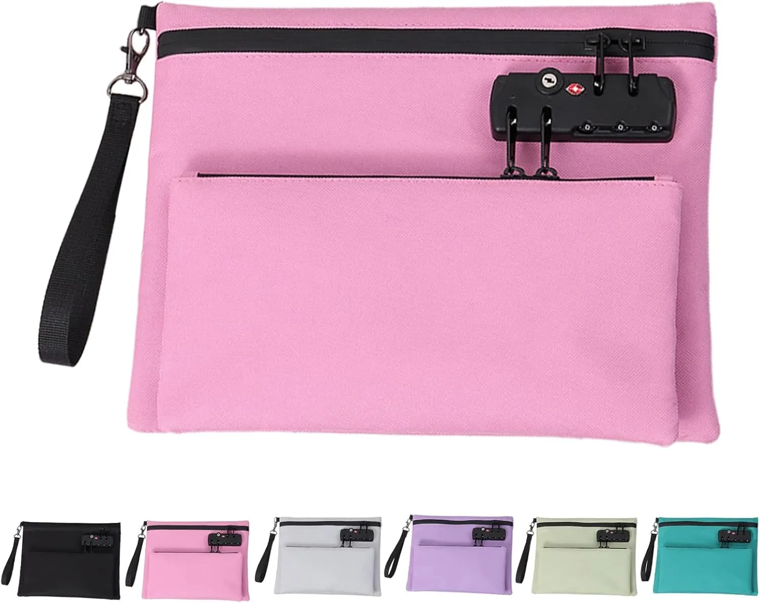 Travel Lock Bags for Personal Items,Locking Clip Bag,8.66 * 11.41in Double-Layer Zip Password Lock Handbag(Red)