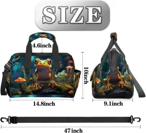 Tree Stump Cute Frog Tool Bag Heavy Duty Waterproof Tool Tote Organizer Multi Pockets Wide Mouth Tool Organizer Storage Tote Bag with Adjustable Shoulder Strap