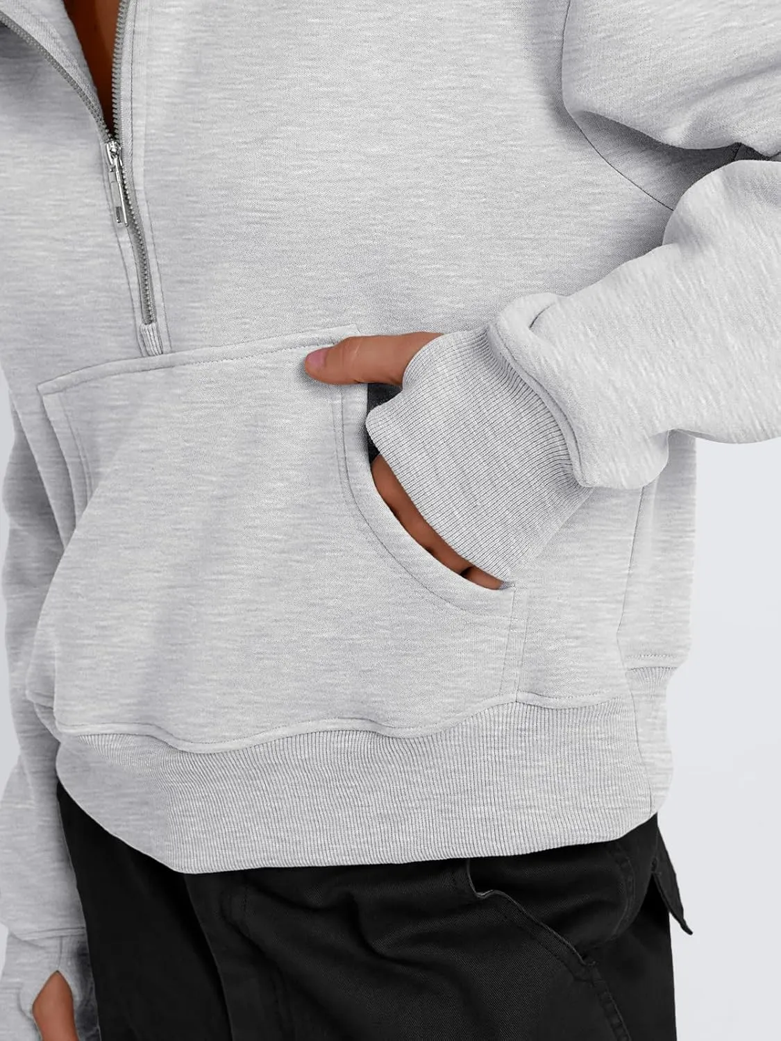 Trendy Queen Womens Sweatshirts Quarter Zip Pullover Oversized Cropped Sweater Fall Winter Hoodies