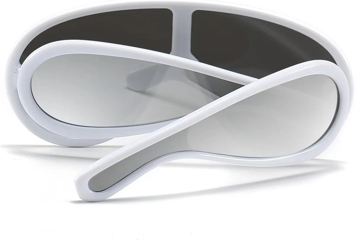 Trendy Wave Mask Sunglasses for Women Men Oversized Shield Sun Glasses Fashion Designer Style