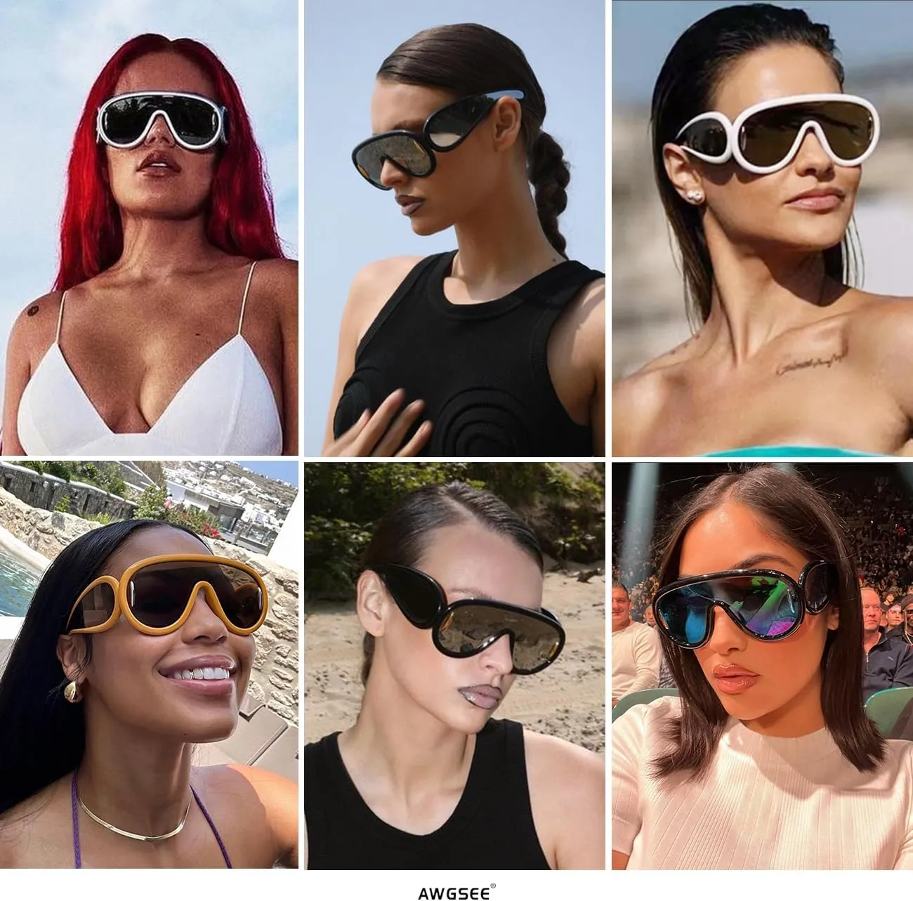 Trendy Wave Mask Sunglasses for Women Men Oversized Shield Sun Glasses Fashion Designer Style