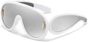 Trendy Wave Mask Sunglasses for Women Men Oversized Shield Sun Glasses Fashion Designer Style