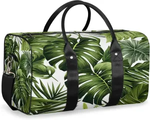 Tropical Plants Green Palms Leaf Banana Leaves Travel Duffle Bag, Sports Gym Bags for Women Men, Carry On Weekender Overnight Workout Airplane Trips Bag