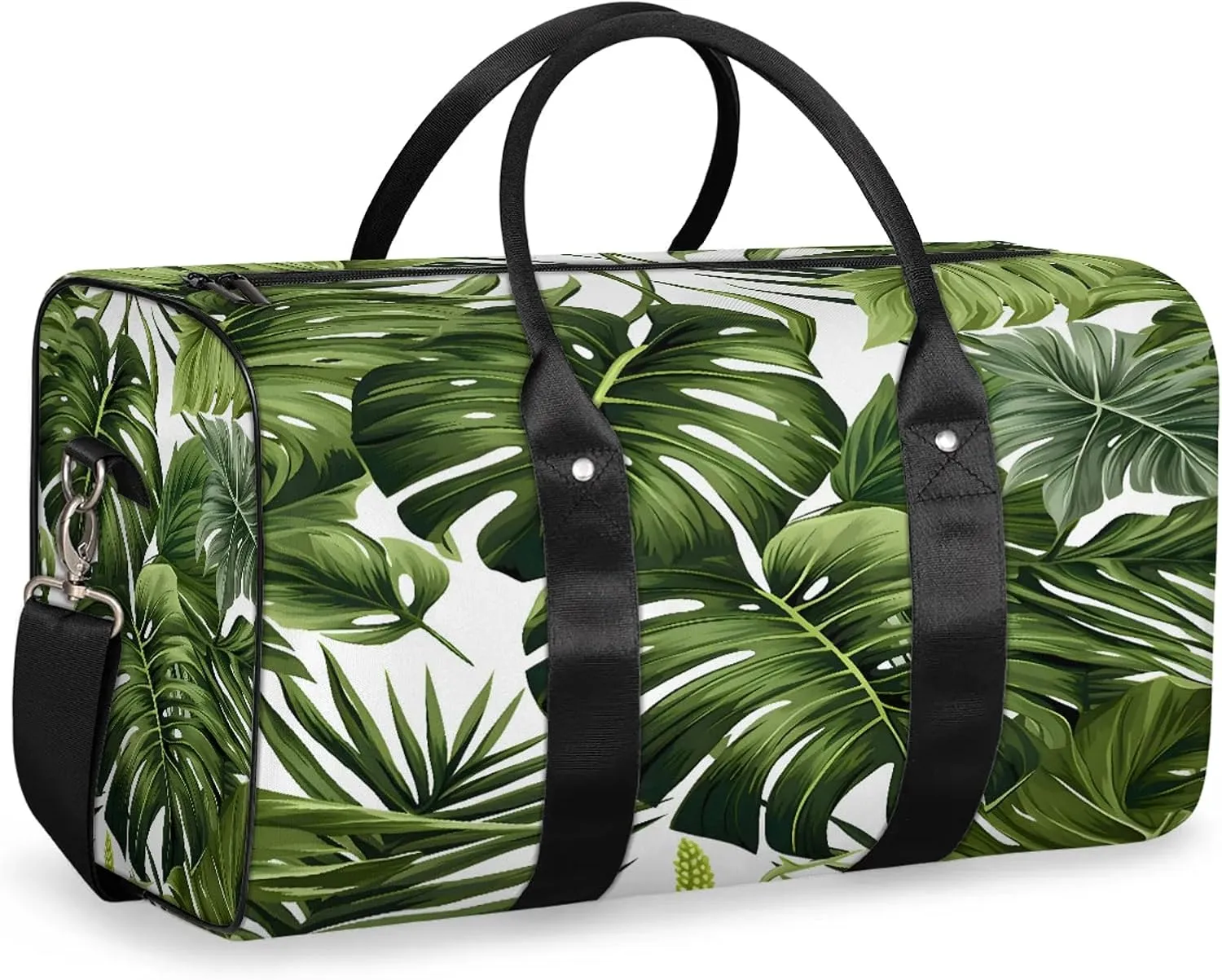 Tropical Plants Green Palms Leaf Banana Leaves Travel Duffle Bag, Sports Gym Bags for Women Men, Carry On Weekender Overnight Workout Airplane Trips Bag