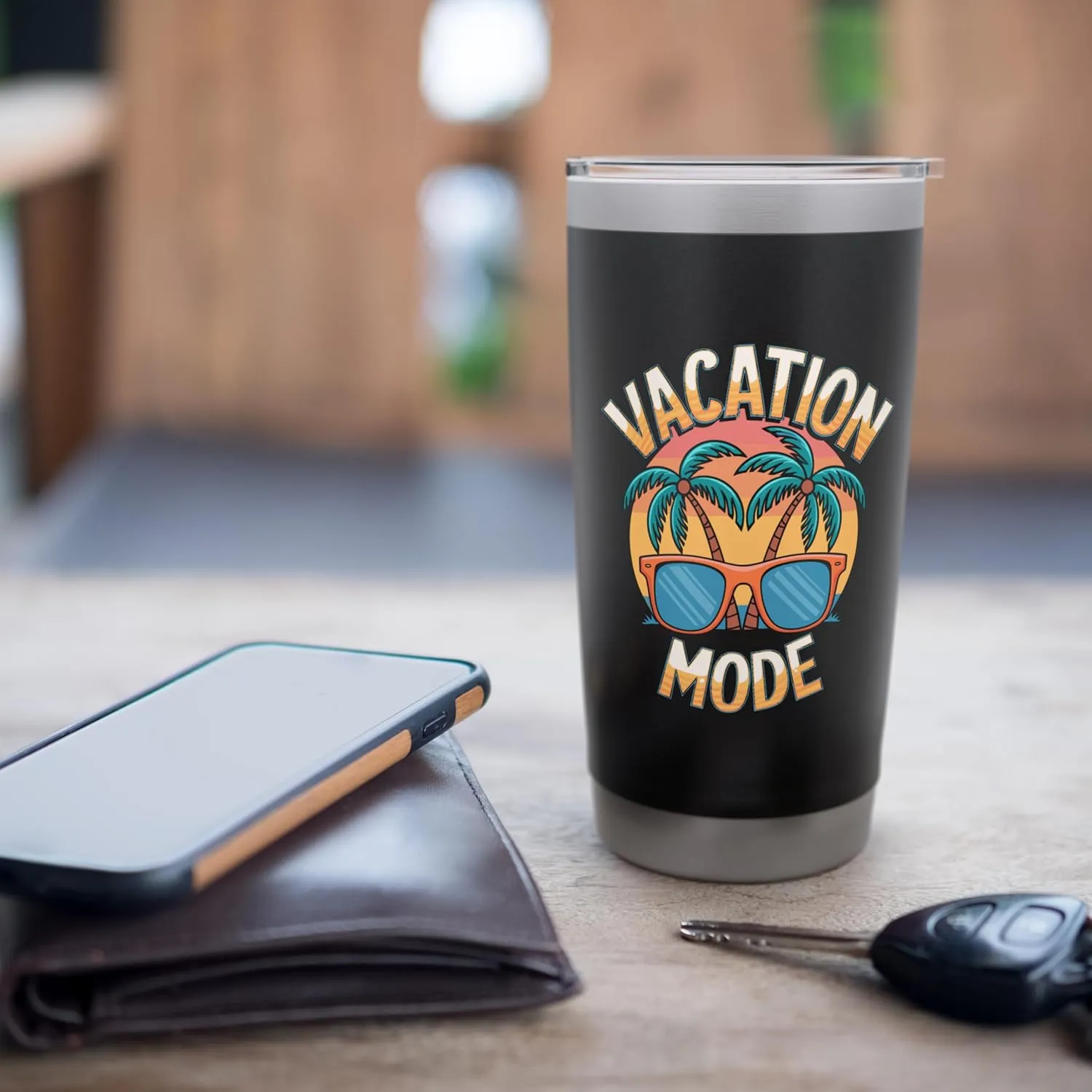 Tropical Vacay Mode Vacation Graphic Stainless Steel Insulated Tumbler